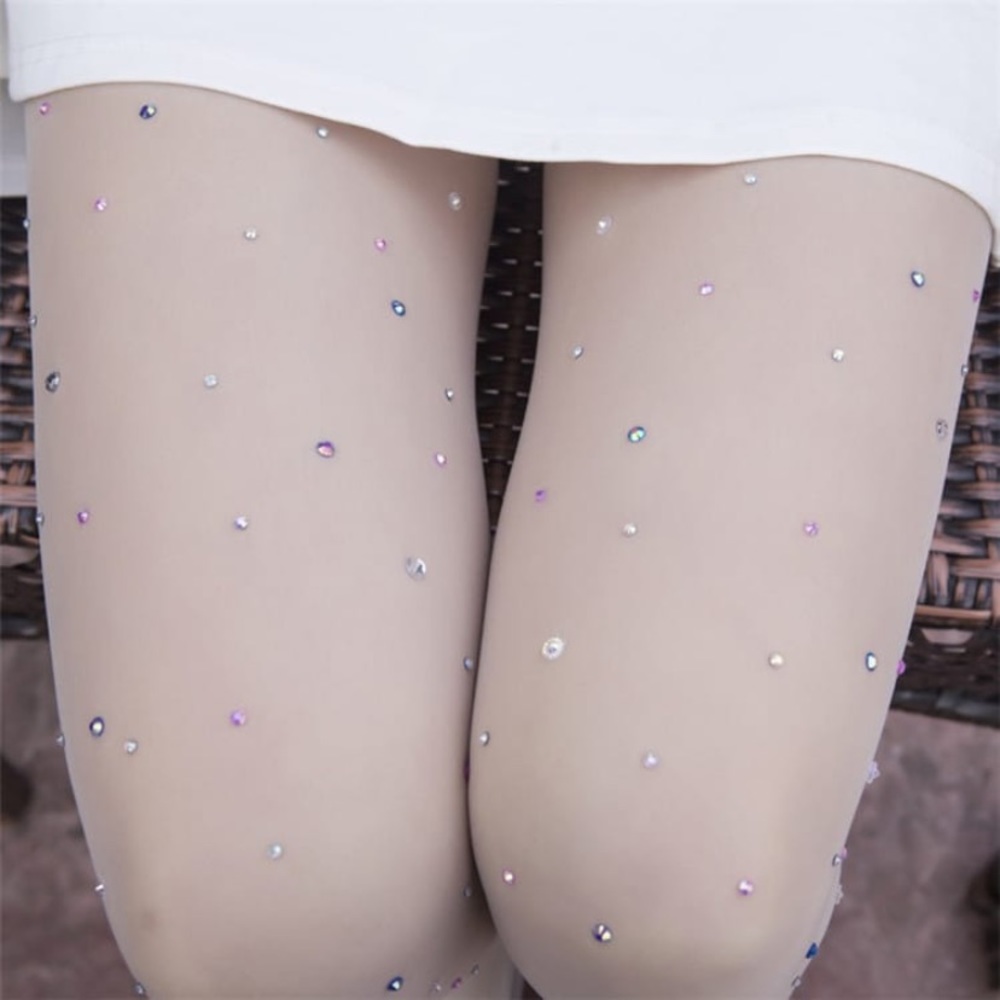 Brand new bone color rhinestone pantyhose